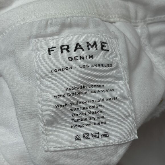 Frame Women Le High Straight Jeans Size 24 White Denim C032 -30 - Picture 11 of 16